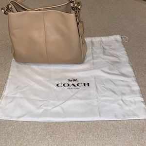 Large beige leather coach purse!